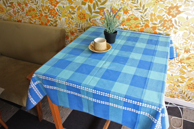 ブルー　北欧調　デザイン　ヨブス　リネン　アンティーク　当時品　テーブルクロス 楽天市場】送料無料 アラベスク柄 テーブルクロス ブルー 青色