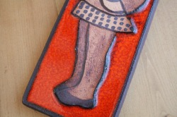 ヴィンテージ陶板/マリを持った女の子